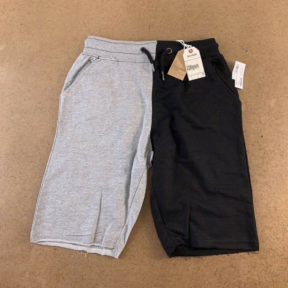 Evolution In Design Boys Bermuda Shorts Gray Colorblock Drawstring M 10/12 New
